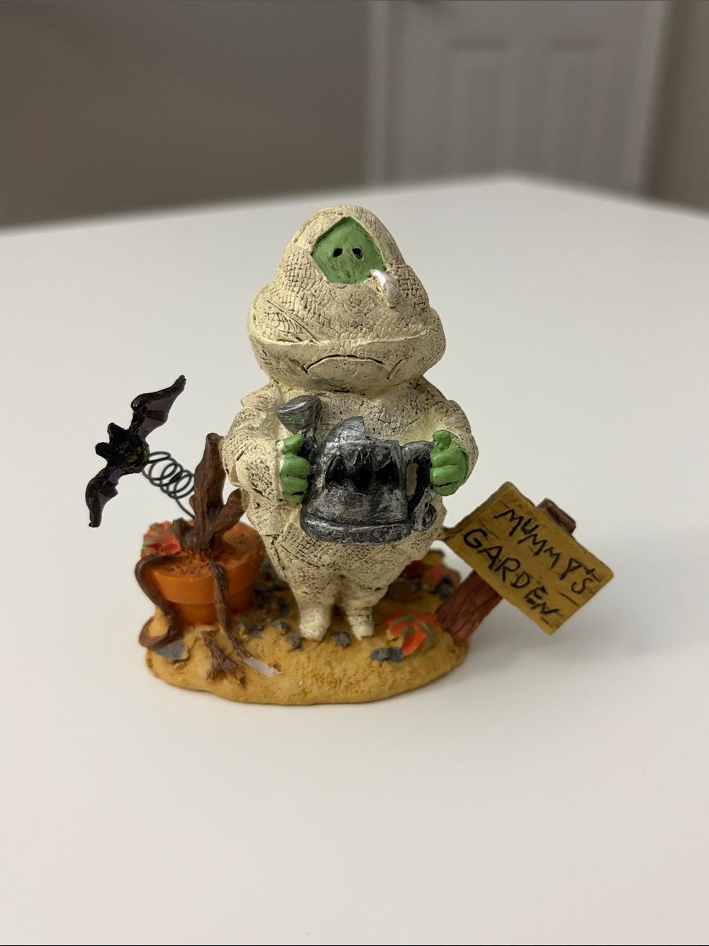 Mummy’s Garden Halloween Village Figurine | Bat, Crying Mummy 3.5”